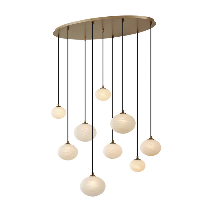 QAZQA Art Deco hanglamp goud met opaal glas 9-lichts - Yani
