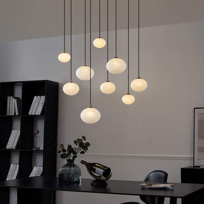 QAZQA Art Deco hanglamp goud met opaal glas 9-lichts - Yani