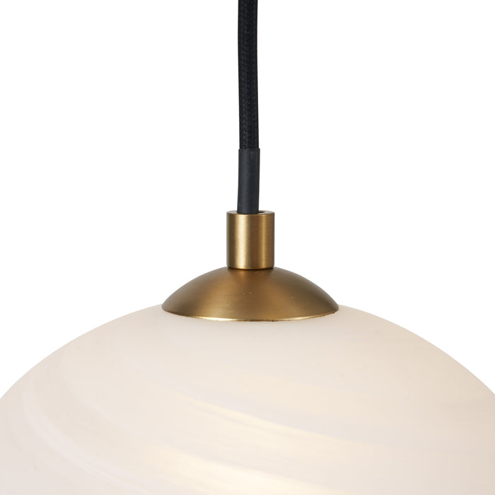 QAZQA Art Deco hanglamp goud met opaal glas 9-lichts - Yani