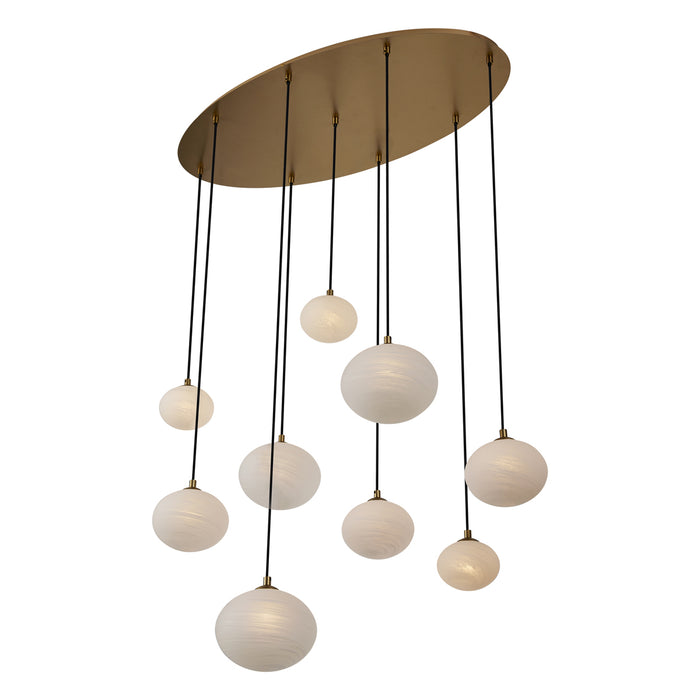 QAZQA Art Deco hanglamp goud met opaal glas 9-lichts - Yani