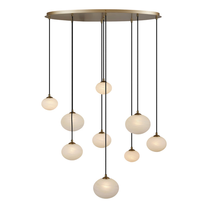 QAZQA Art Deco hanglamp goud met opaal glas 9-lichts - Yani