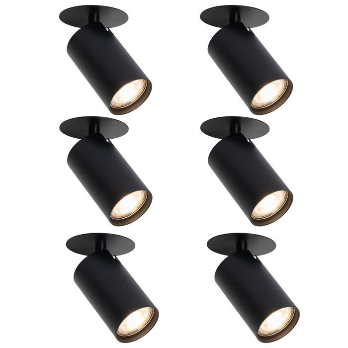 QAZQA Set van 6 moderne inbouwspots zwart GU10 50mm - Chels