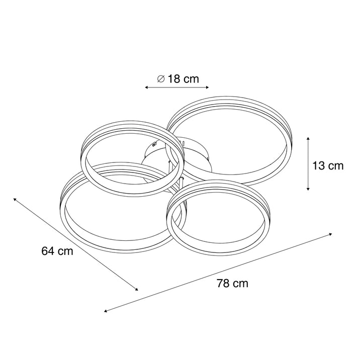 QAZQA Plafondlamp wit incl. LED 3-staps dimbaar 4-lichts - Navara