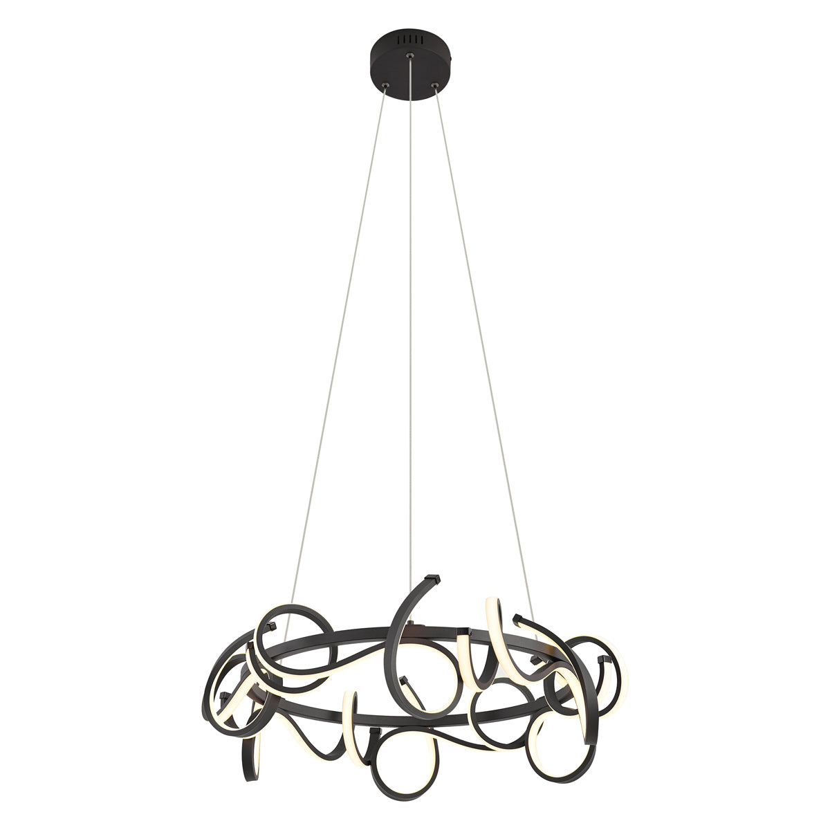 QAZQA Design hanglamp zwart rond 3-staps dimbaar - Krisscross
