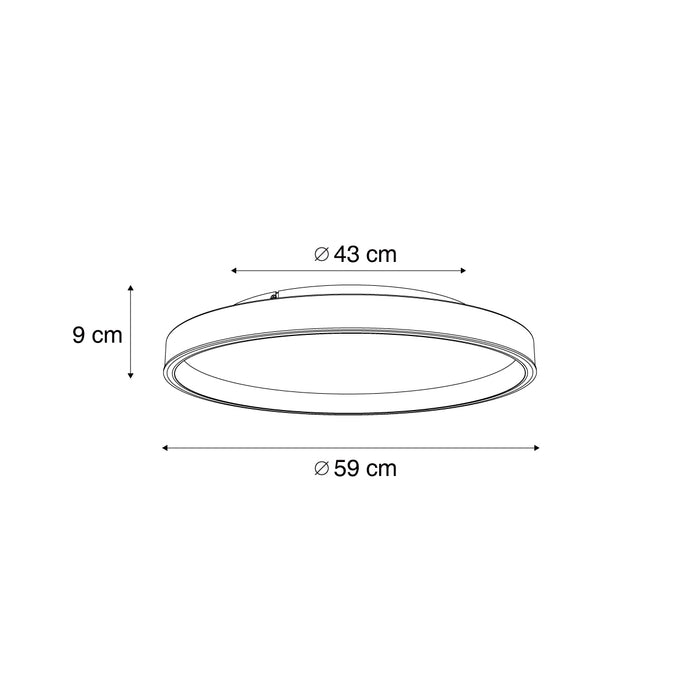 QAZQA Design plafondlamp wit met hout 60cm incl. LED 3-way switch -