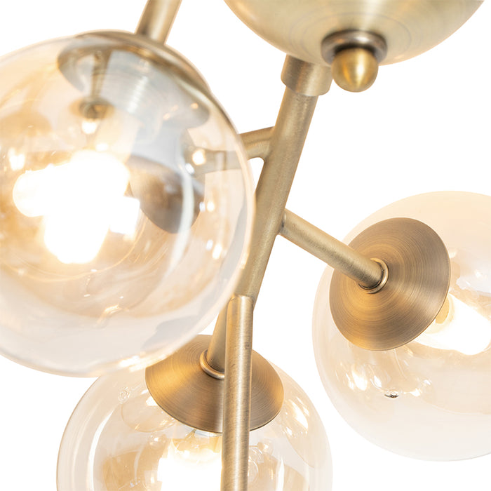 QAZQA Smart plafondlamp brons met amber glas 12-lichts incl. 12 Wifi