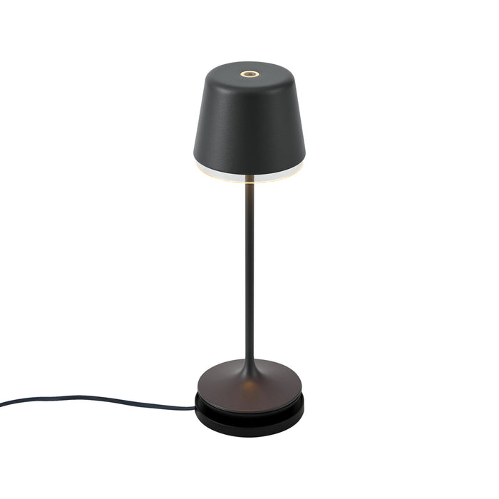 QAZQA Tafellamp zwart incl. LED IP65 oplaadbaar met laadstation -