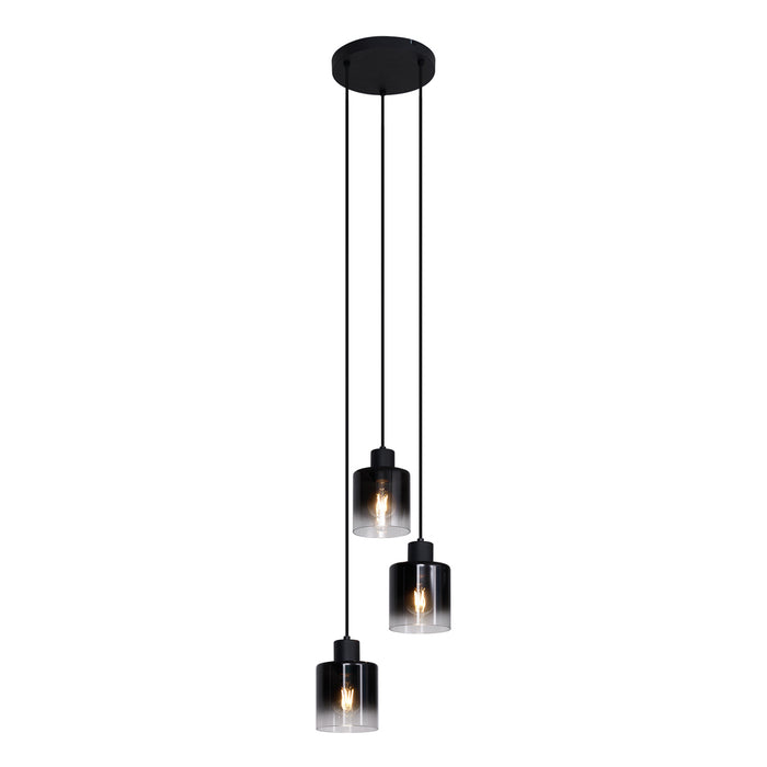 QAZQA Moderne hanglamp zwart met smoke glas 3-lichts - Dame