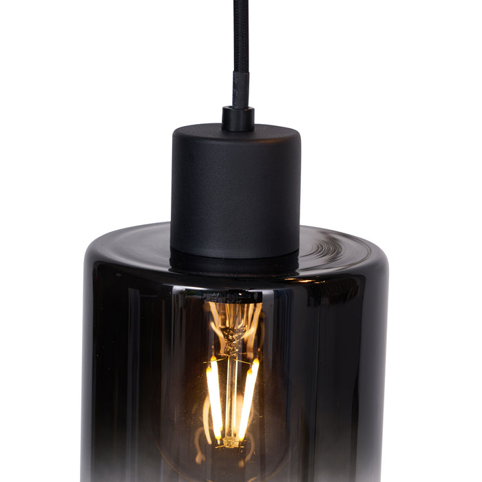 QAZQA Moderne hanglamp zwart met smoke glas 3-lichts - Dame