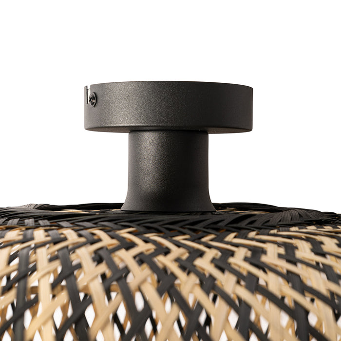 QAZQA Smart plafondlamp zwart bamboe 40 cm incl. Wifi A60 - Ostrava