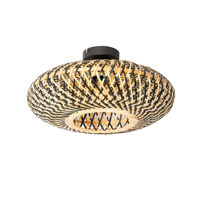 QAZQA Smart plafondlamp zwart bamboe 40 cm incl. Wifi A60 - Ostrava