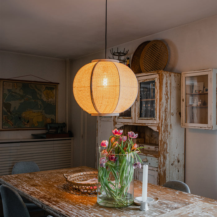 QAZQA Smart hanglamp naturel stof 48 cm incl. Wifi G95 - Rob