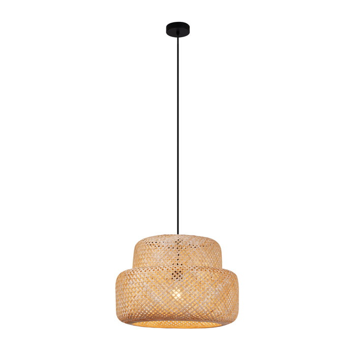 QAZQA Japandi hanglamp zwart met bamboe- Kea