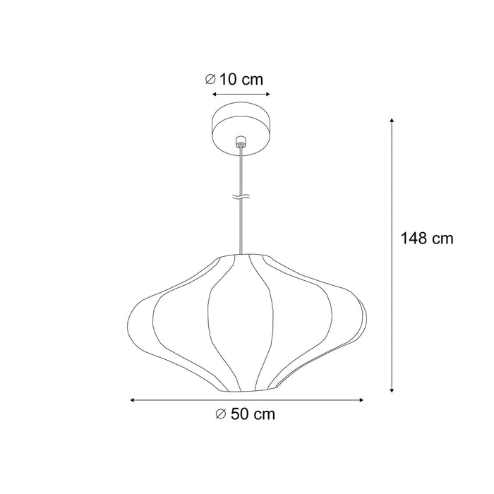 QAZQA Japandi hanglamp bruin met stoffen kap 50cm  - Plu