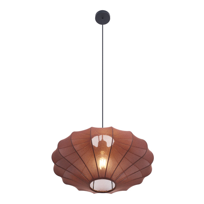 QAZQA Japandi hanglamp bruin met stoffen kap 50cm  - Plu