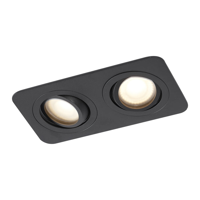 QAZQA Afgeronde inbouwspot zwart GU10 50mm draai- en kantelbaar IP44