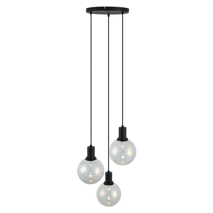 QAZQA Design hanglamp zwart met regenboog glas rond 3-lichts - Mallon