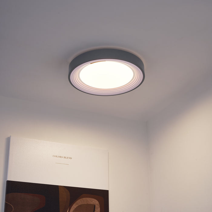 QAZQA Moderne plafondlamp grijs met wit 38cm incl. LED dimbaar RGB -