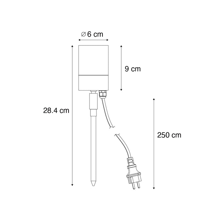 QAZQA Prikspot crème GU10 50mm verstelbaar IP44 incl. snoer en