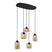 QAZQA Moderne hanglamp zwart met amber glas 5-lichts - Sheena