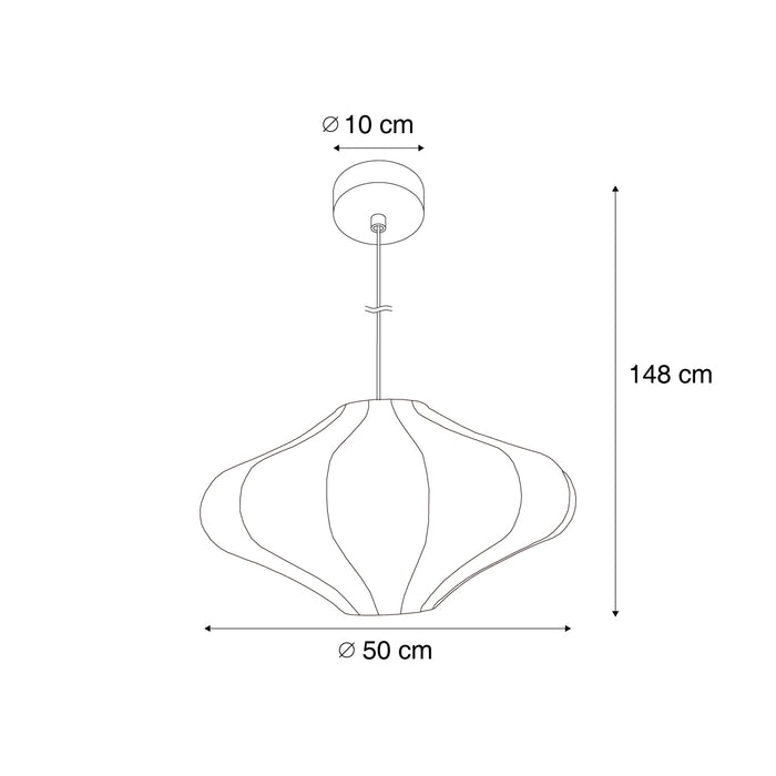 QAZQA Japandi hanglamp beige met stoffen kap 50cm - Plu