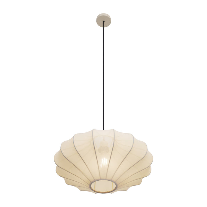QAZQA Japandi hanglamp beige met stoffen kap 50cm - Plu