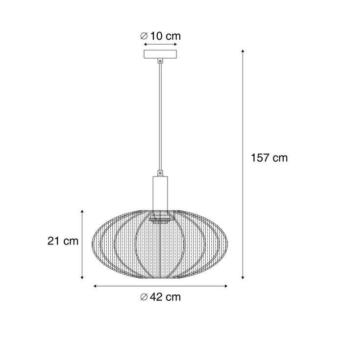 QAZQA Japandi hanglamp zwart met bruine stoffen kap - Bida
