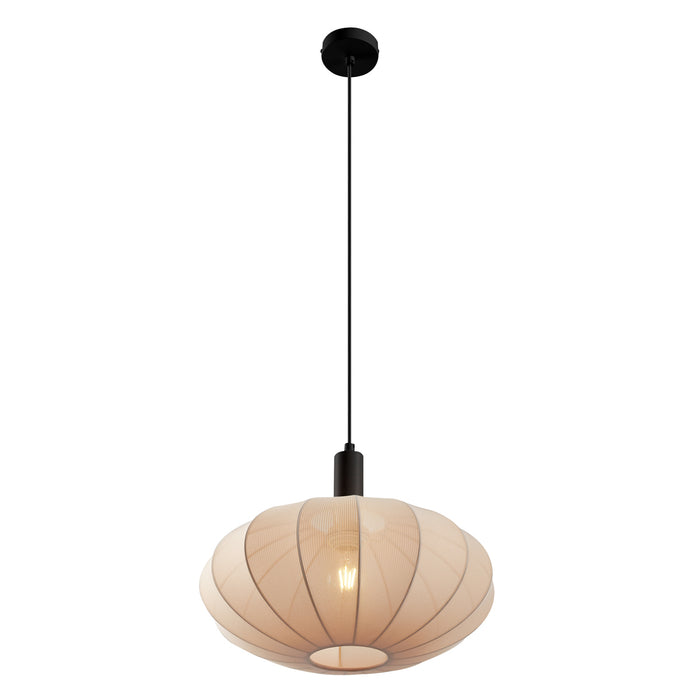 QAZQA Japandi hanglamp zwart met bruine stoffen kap - Bida