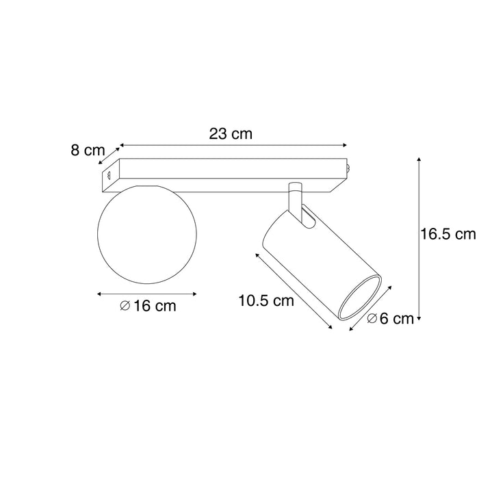 QAZQA Moderne plafondlamp zwart 2-lichts kantelbaar - Lesly