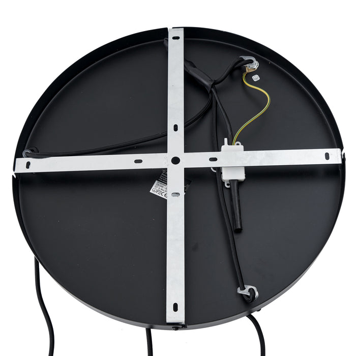 QAZQA Japandi hanglamp zwart met bruine stoffen kap 3-lichts - Bida