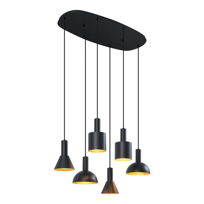 QAZQA Moderne hanglamp zwart 6-lichts - Biles