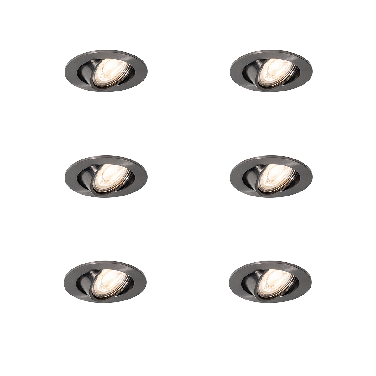 QAZQA Set van 6 moderne inbouwspots gunmetal GU10 50mm rond