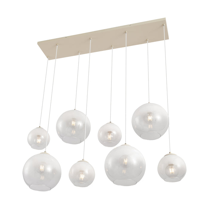 QAZQA Art Deco hanglamp beige met wit glas 8-lichts - Sandra