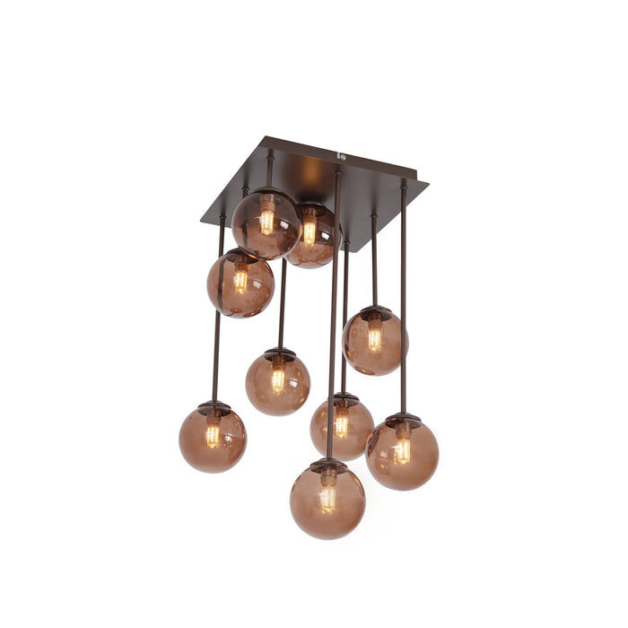 QAZQA Design plafondlamp brons met brons glas 9-lichts - Athens