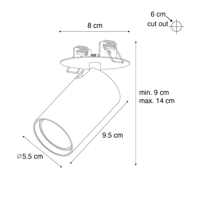 QAZQA Set van 6 moderne inbouwspots donker brons GU10 50mm - Chels