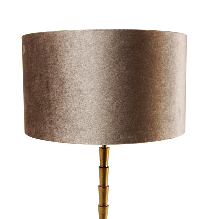QAZQA Tafellamp brons met velours kap taupe 35cm - Pisos