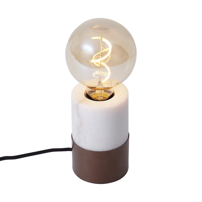 QAZQA Moderne tafellamp brons met wit marmer - Marissa