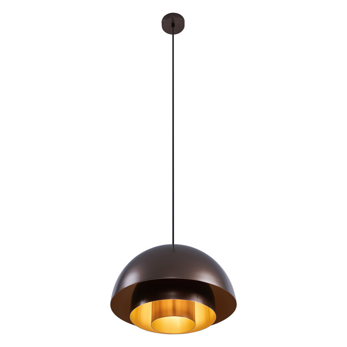 QAZQA Scandinavische hanglamp donkerbrons met gouden binnenkant -