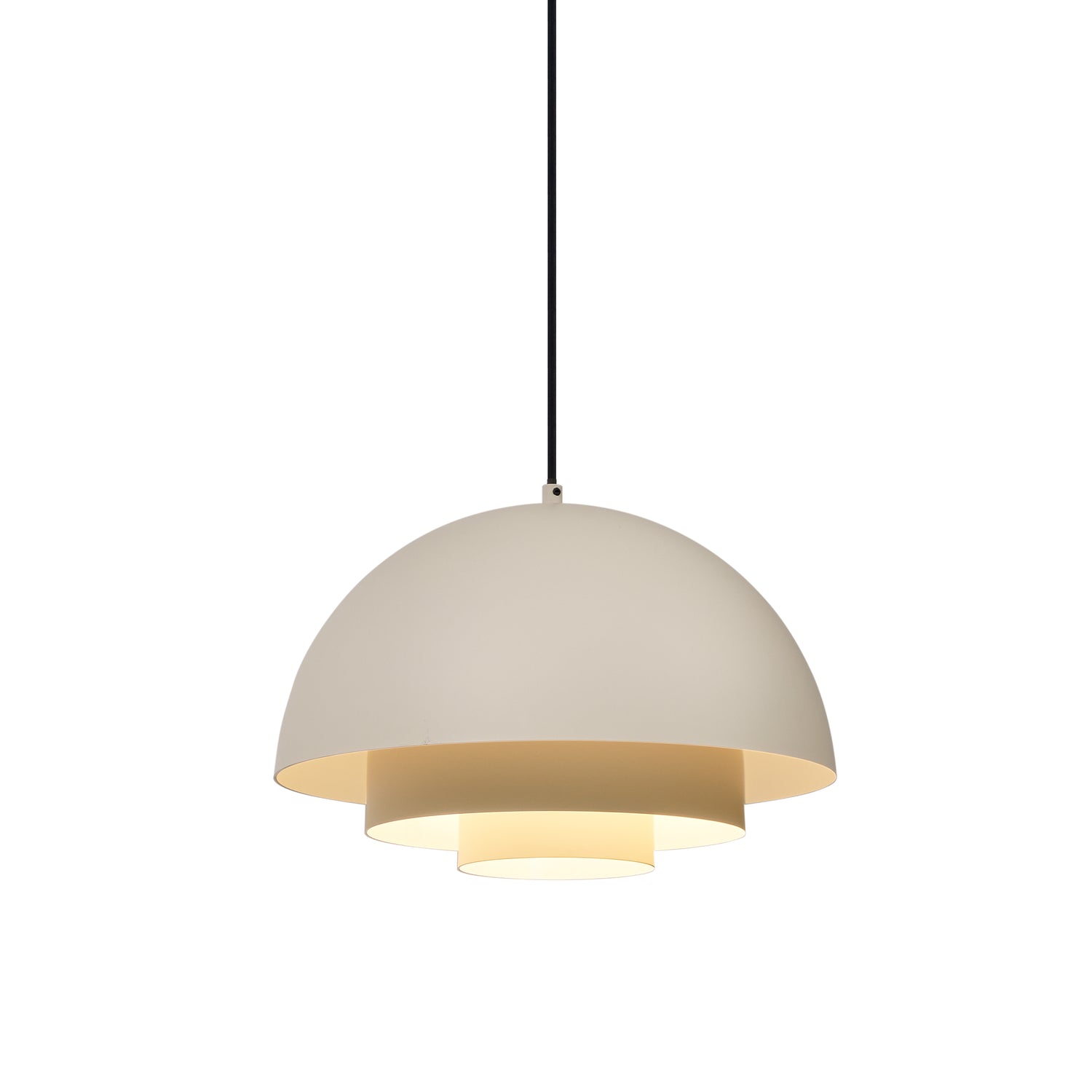 QAZQA Scandinavische hanglamp creme met witte binnenkant - Loes