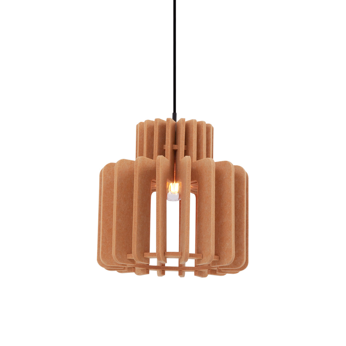 QAZQA Retro hanglamp zwart met oranje kap - Felt