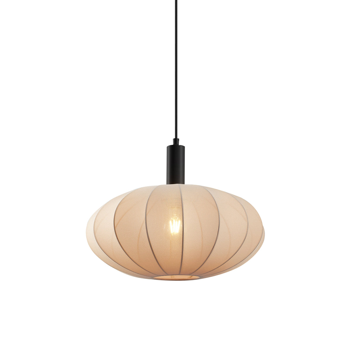 QAZQA Japandi hanglamp zwart met bruine stoffen kap - Bida