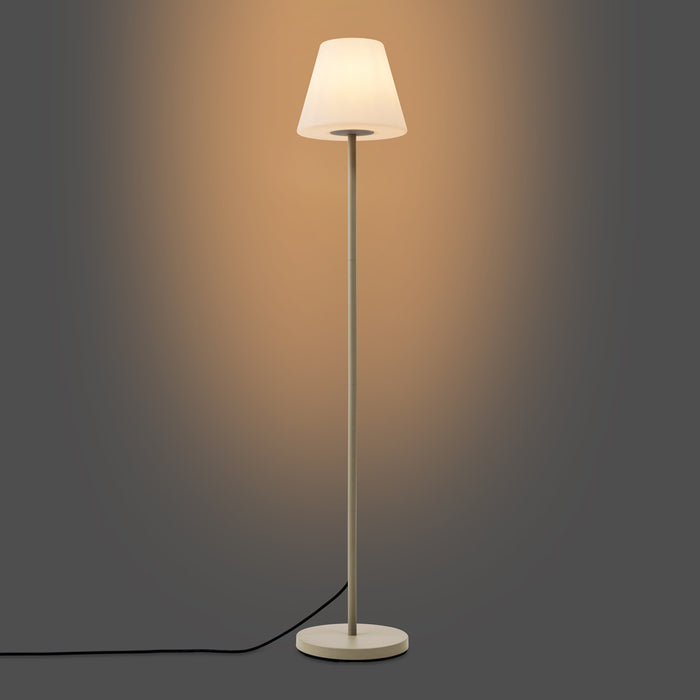 QAZQA Buiten vloerlamp beige met witte kap IP65 - Virginia