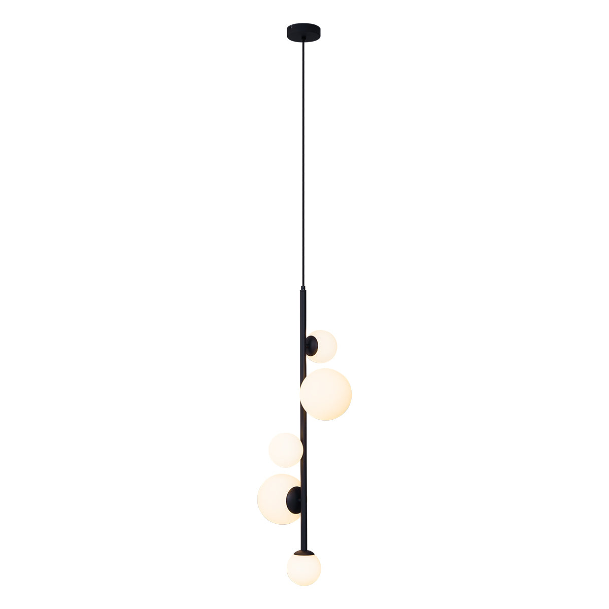 QAZQA Design hanglamp zwart met mat glas 5-lichts - Vertical
