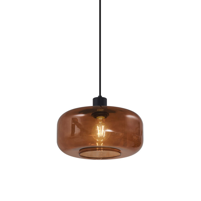 QAZQA Retro hanglamp zwart met brons glas - Bizle