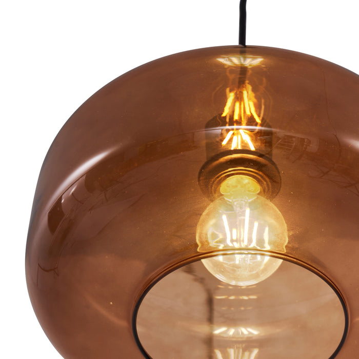 QAZQA Retro hanglamp zwart met brons glas - Bizle