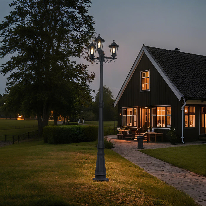 QAZQA Klassieke buitenpaal zwart 217cm IP44 - New Haven Hammered