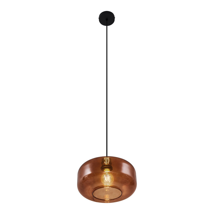 QAZQA Retro hanglamp zwart met brons glas - Bizle
