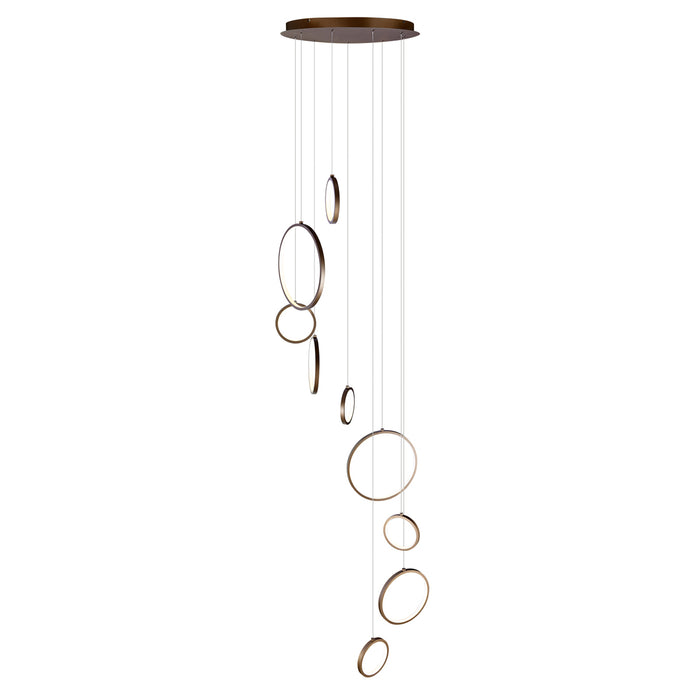 QAZQA Design hanglamp donker brons 9-lichts incl. LED 3-staps dimbaar