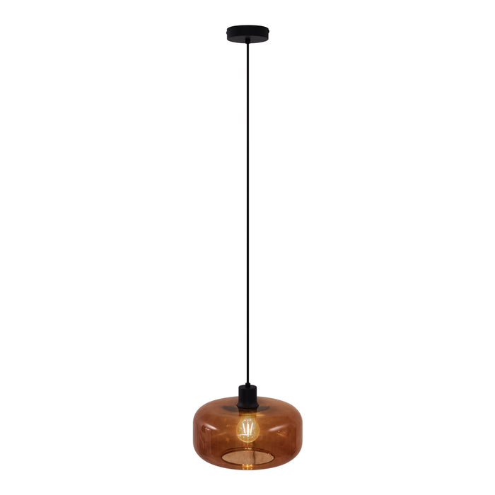 QAZQA Retro hanglamp zwart met brons glas - Bizle