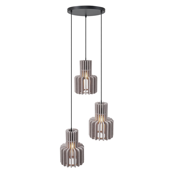 QAZQA Retro hanglamp zwart met taupe 3-lichts - Felt